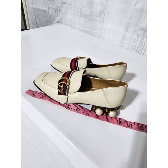 Authentic Gucci Peyton GG Sylvie Pearl Studded Loafer White Size 36 - Picture 6 of 14